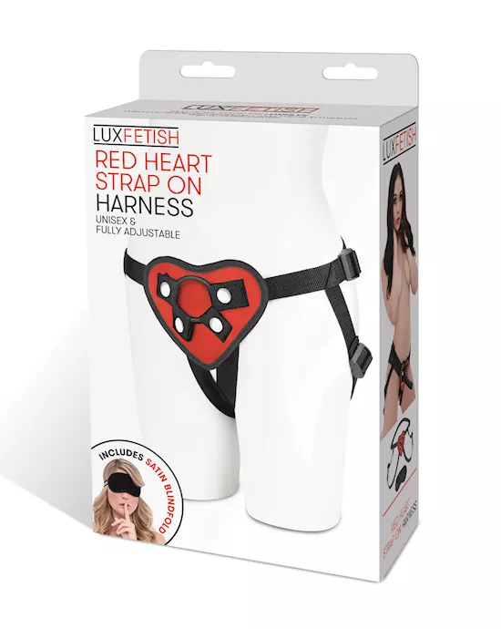 Lux Fetish Red Heart Strap On Harness Set