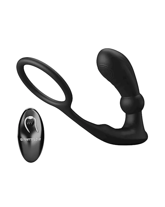 Warren Remote Controlled Vibrating Cock Ring With Anal Plug