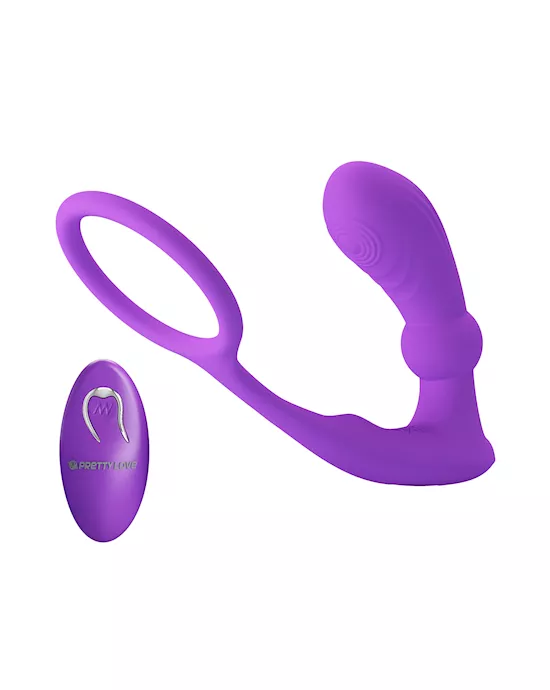 Warren Remote Controlled Vibrating Cock Ring With Anal Plug