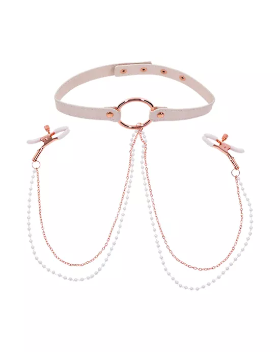 Peaches N Creame Collar With Nipple Clamps