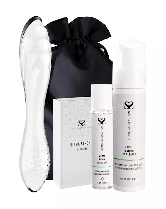 Free Satisfyer Dazzling Crystal 1 Glass Dildo - Essentials Bundle