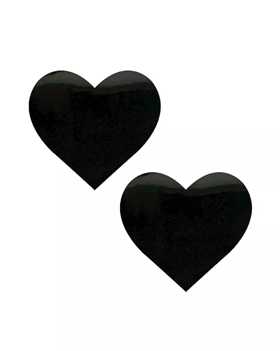 Dom Squad Black Wet Vinyl Heart Nipple Cover Pasties