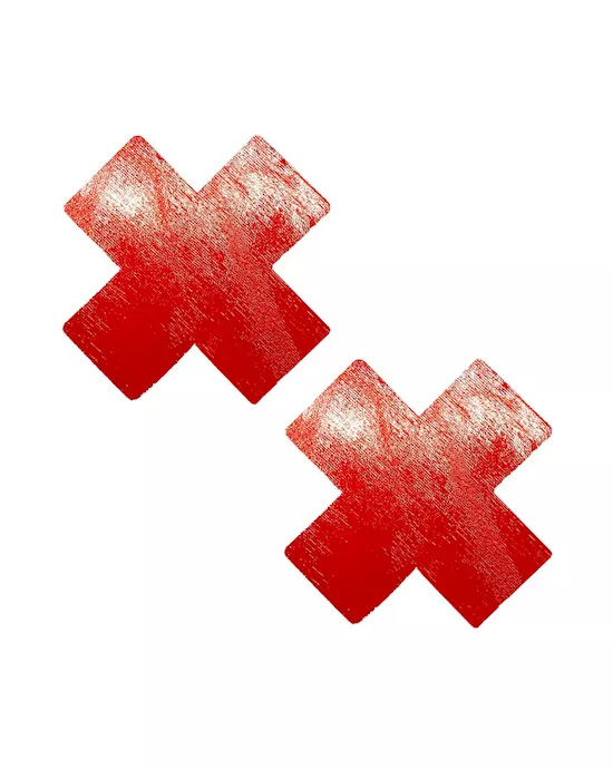Vixen Red Wet Vinyl Nipztix X Factor Nipple Cover Pasties