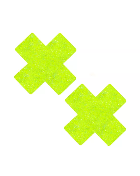 Super Sparkle Lemon Lime Blacklight Glitter X Factor Nipple Cover Pasties