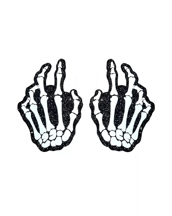 J Skellington Black Glitter Nipple Cover Pasties