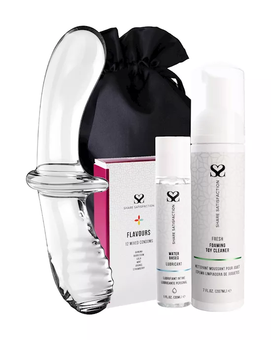 Satisfyer Double Crystal Glass Dildo - Essentials Bundle