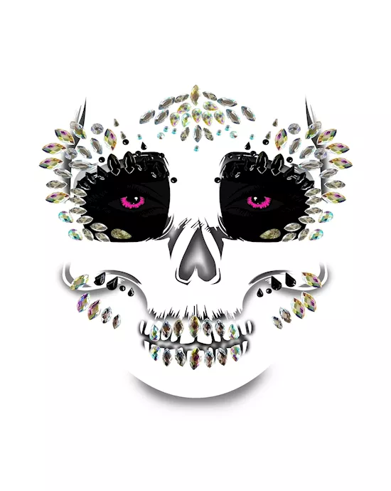 Skull Face Crystal Jewel Sparkle Face Sticker