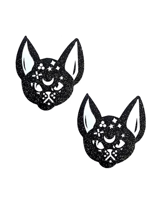 Black Malice Glitter Weird Cat Nipztix Pasties