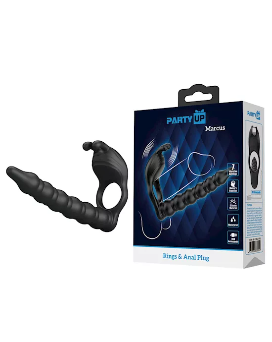 Party Up Marcus Vibrating Cock Ring with Double Penetrator