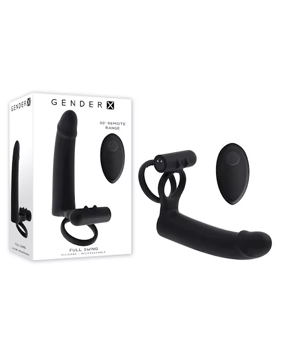 Gender X Full Swing Vibrating Cock Ring With Double Penetrator Dildo
