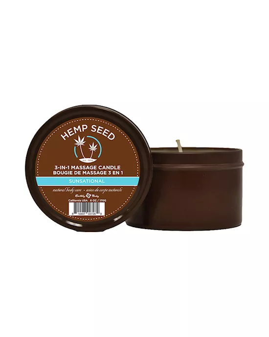 Hemp Seed 3 In 1 Massage Candle Sunsational (Italian Bergamot, Juniper Berries & White Wood)