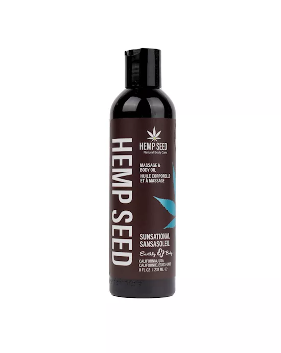 Hemp Seed Massage & Body Oil Sunsational Italian Bergamot, Juniper Berries & White Wood Scented 237ml