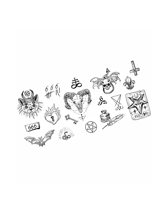 Fallen Angel Halloween Black Large Temporary Tattoo Pack