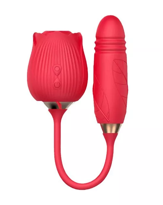 Crimson Rose Thrusting Suction Vibrator