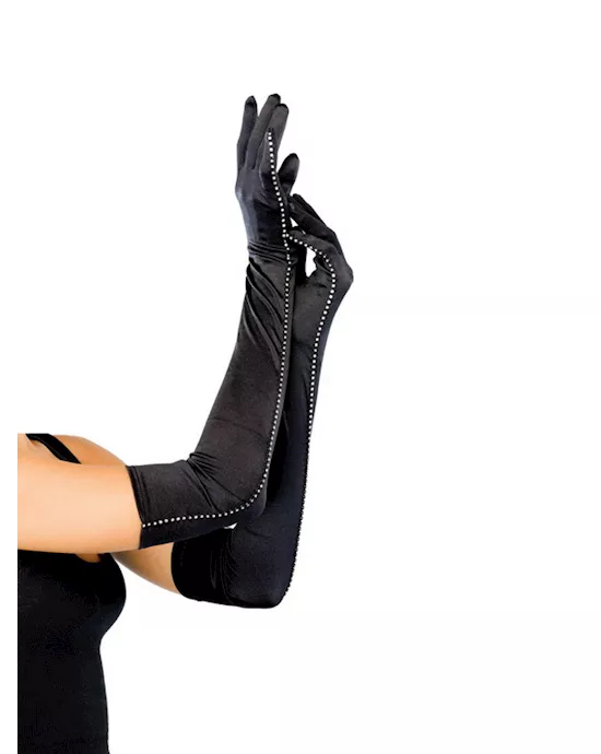 Bq Opera Lgth Satin Gloves W Rstone