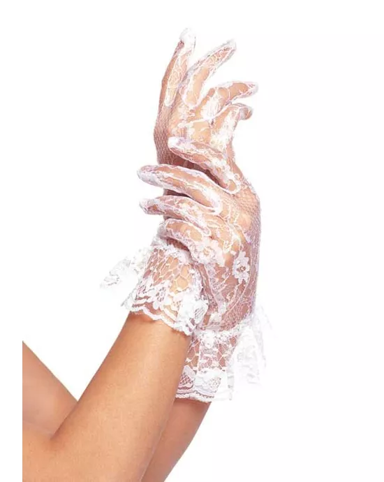 Lace Wrist Lgth Ruffle Glove