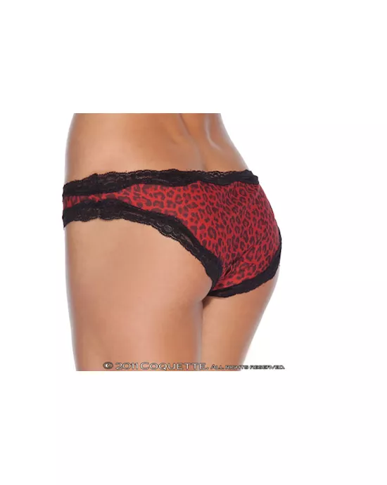 Red Leopard Skin Crotchless Knickers