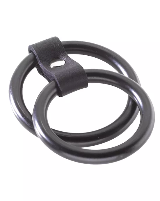 15 & 2 Dual Cock Ring Black Metal