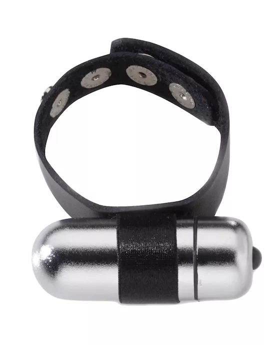 Large Vibrating Leather Snap Cock Ring